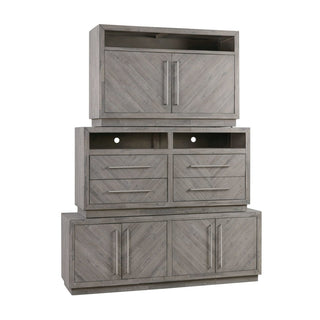 Rustic Grey Wood Modular Storage Set – Chevron Cabinets and Drawer Units
