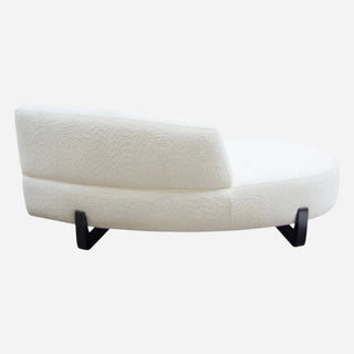 Vesper Curved Armless Left Chaise in Faux White Shearling w/ Black Wood Leg Base