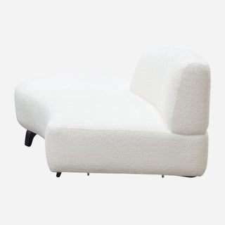 Vesper Curved Armless Left Chaise in Faux White Shearling w/ Black Wood Leg Base