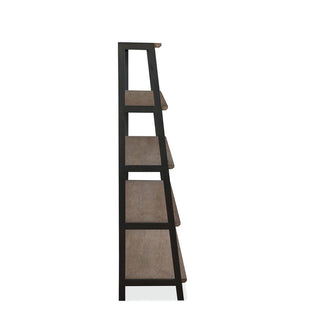 Finch Wood and Metal Etagere Bookcase in Buckwheat and Antique Bronze