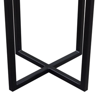 Alex Accent Table with Solid Mango Wood Top with Gold Metal Inlay, Walnut Finish - Large