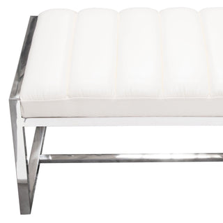 Bardot White Leatherette and Stainless Steel Bench