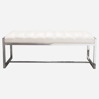 Bardot White Leatherette and Stainless Steel Bench