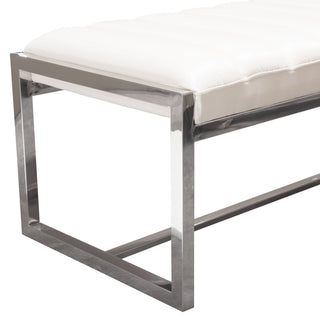 Bardot White Leatherette and Stainless Steel Bench