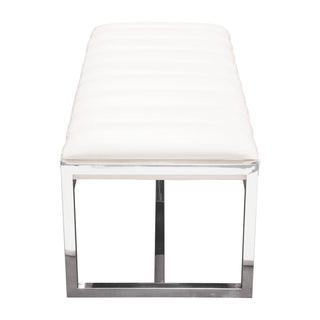 Bardot White Leatherette and Stainless Steel Bench