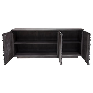 Bastille 69" 3-Door Solid Acacia Wood Sideboard in Smoke Grey Finish