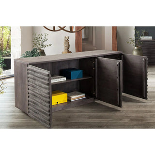 Bastille 69" 3-Door Solid Acacia Wood Sideboard in Smoke Grey Finish