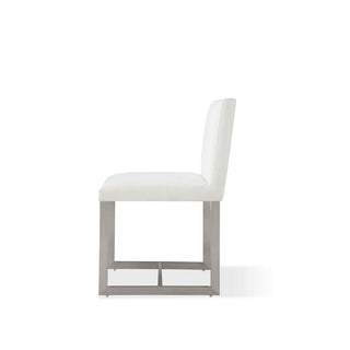 Eliza Upholstered Dining Chair in Pearl and Brushed Stainless Steel