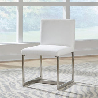 Eliza Upholstered Dining Chair in Pearl and Brushed Stainless Steel