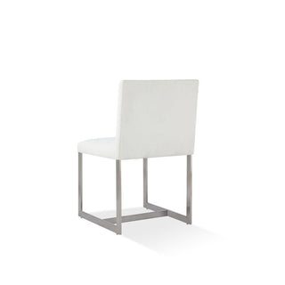 Eliza Upholstered Dining Chair in Pearl and Brushed Stainless Steel