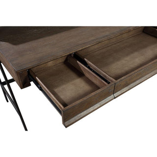 Finch Wood and Metal Secretary Desk in Buckwheat and Antique Bronze