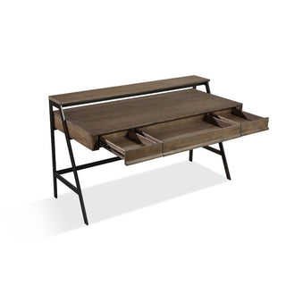 Finch Wood and Metal Secretary Desk in Buckwheat and Antique Bronze