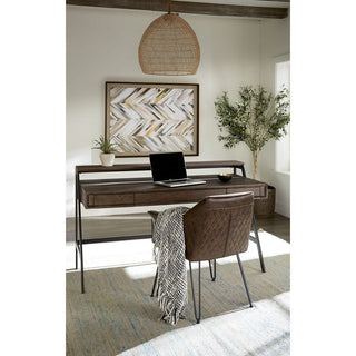 Finch Wood and Metal Secretary Desk in Buckwheat and Antique Bronze