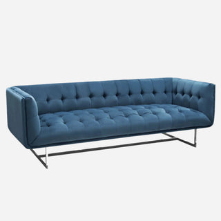 Hollywood Tufted Sofa in Royal Blue Velvet with Metal Leg