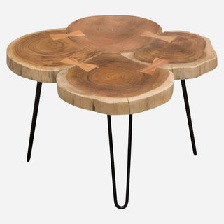 Joss Natural Acacia One of a Kind Live Edge Square Cocktail Table w/ Black Hairpin Legs