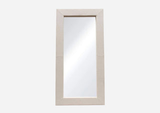 Luxe Free-Standing Mirror with Locking Easel Mechanism in Sand Linen Fabric