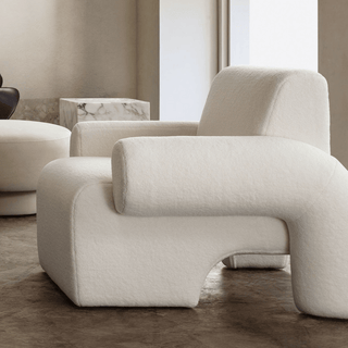 Noa Accent Chair In Ivory Sherpa Fabric