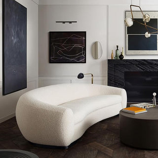 Pascal Sofa in Bone Boucle Textured Fabric w/ Contoured Arms & Back - My Store