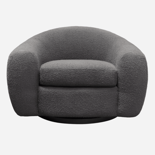 Pascal Swivel Chair In Textured Fabric Charcoal Boucle