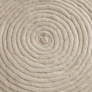 Round Pouf in White Dyed Natural Wool