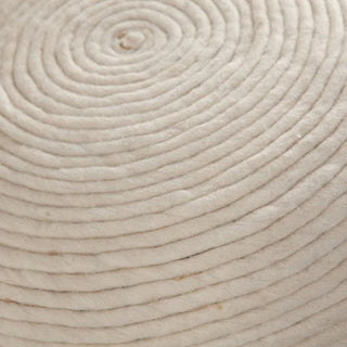 Round Pouf in White Dyed Natural Wool