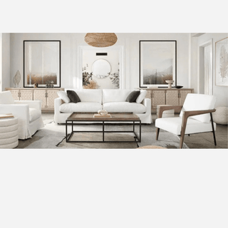 Savannah Slip-Cover Sofa in White Natural Linen