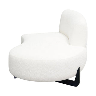 Vesper Curved Armless Right Chaise in Faux White Shearling w/ Black Wood Leg Base