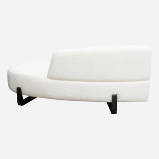 Vesper Curved Armless Right Chaise in Faux White Shearling w/ Black Wood Leg Base