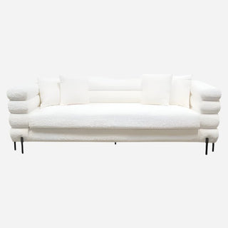 Vox Shearling Sofa with Black Powder Metal Legs, Faux White